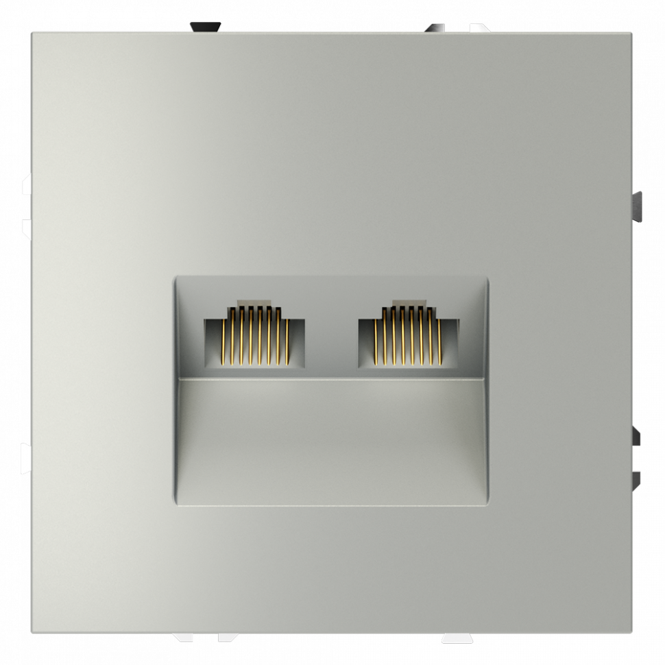 Розетка компьютерная встраиваемая VOLTUM S70 двойная RJ45+RJ45 кат.6, (сталь) VLS060205