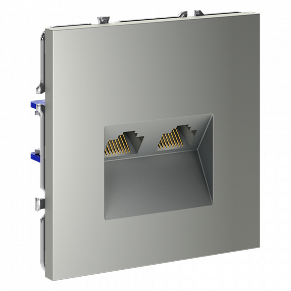 Розетка компьютерная встраиваемая VOLTUM S70 двойная RJ45+RJ45 кат.6, (сталь) VLS060205