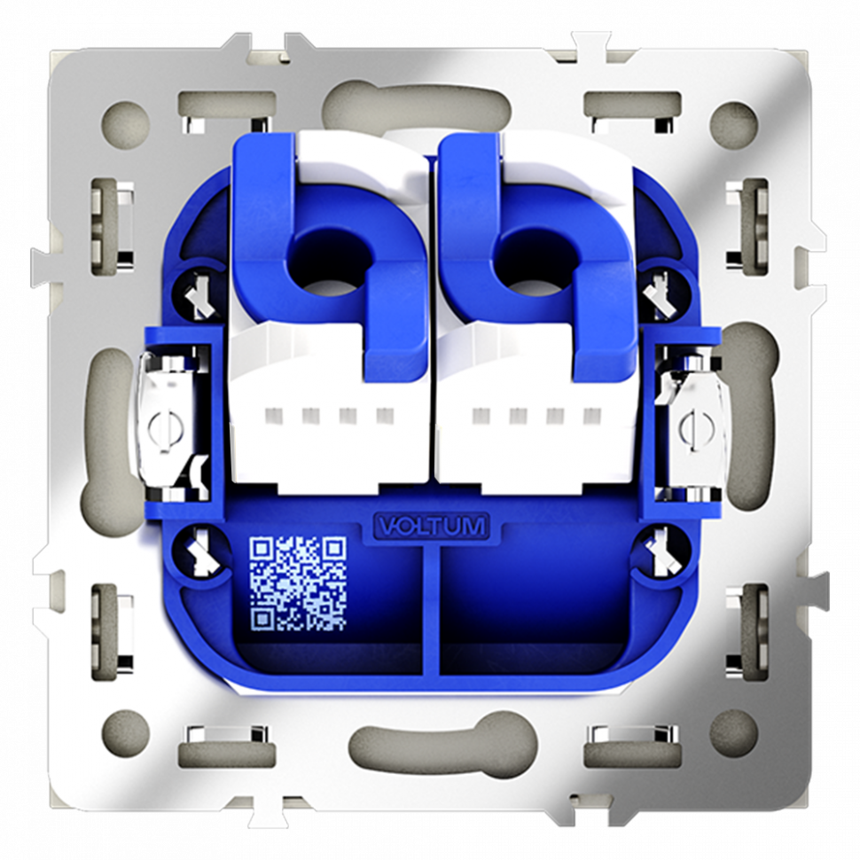 Розетка компьютерная встраиваемая VOLTUM S70 двойная RJ45+RJ45 кат.6, (сталь) VLS060205