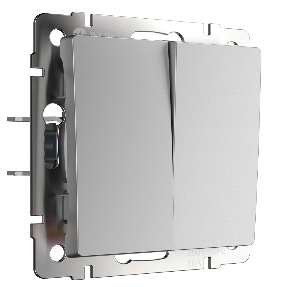 W1122006/ Выключатель двухклавишный проходной (серебряный) W1122006