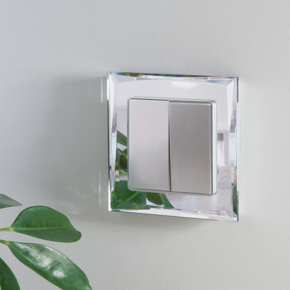 W1122006/ Выключатель двухклавишный проходной (серебряный) W1122006