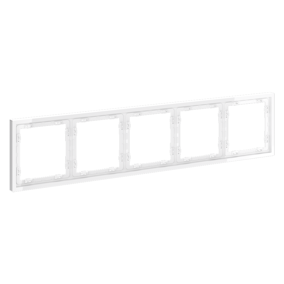 Рамка пластиковая VOLTUM S70 на 5 постов, (белый глянцевый)
