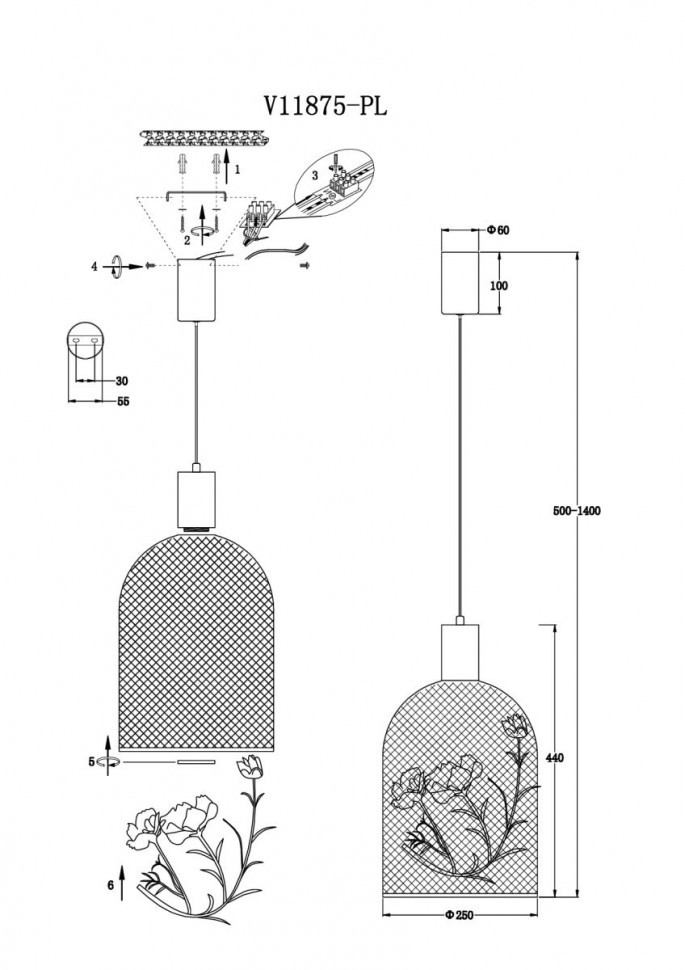 Подвесной светильник Moderli Ophelia V11875-PL
