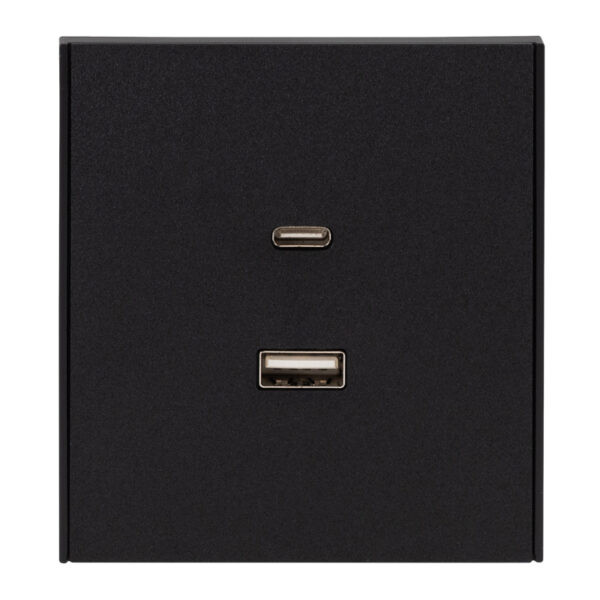 KRANZ Розетка STRONG USB-A+Type-C 3А с функцией быстрой зарядки антрацит KR-78-0734-5