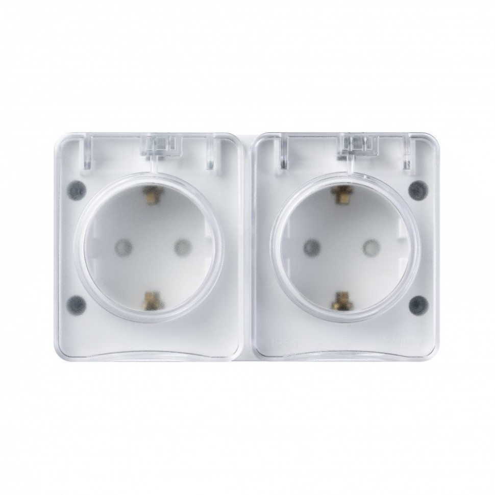 Розетка двойная с заземлением со шторками 16А 250B Systeme Electric AtlasDesign Profi54, белый ATN540126