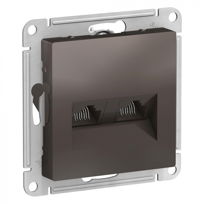 Розетка двойная Systeme Electric Atlas Design RJ-45 кат. 5е, мокко ATN000685
