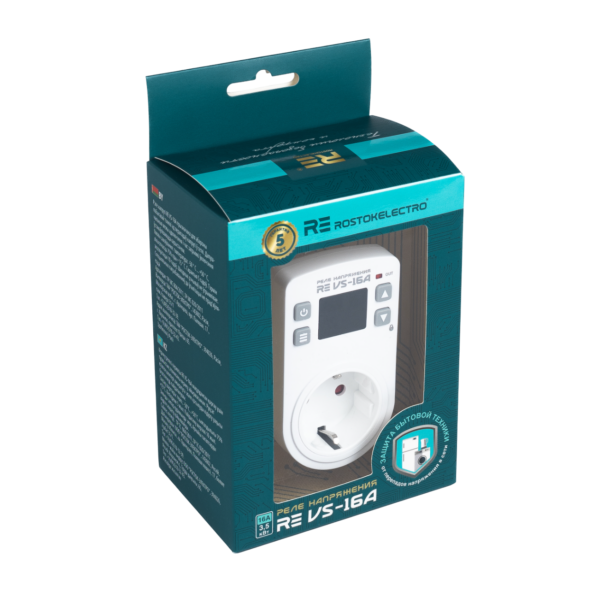 Реле напряжения розеточное 16A ROSTOKELECTRO (DigiTOP) RE VS-16A