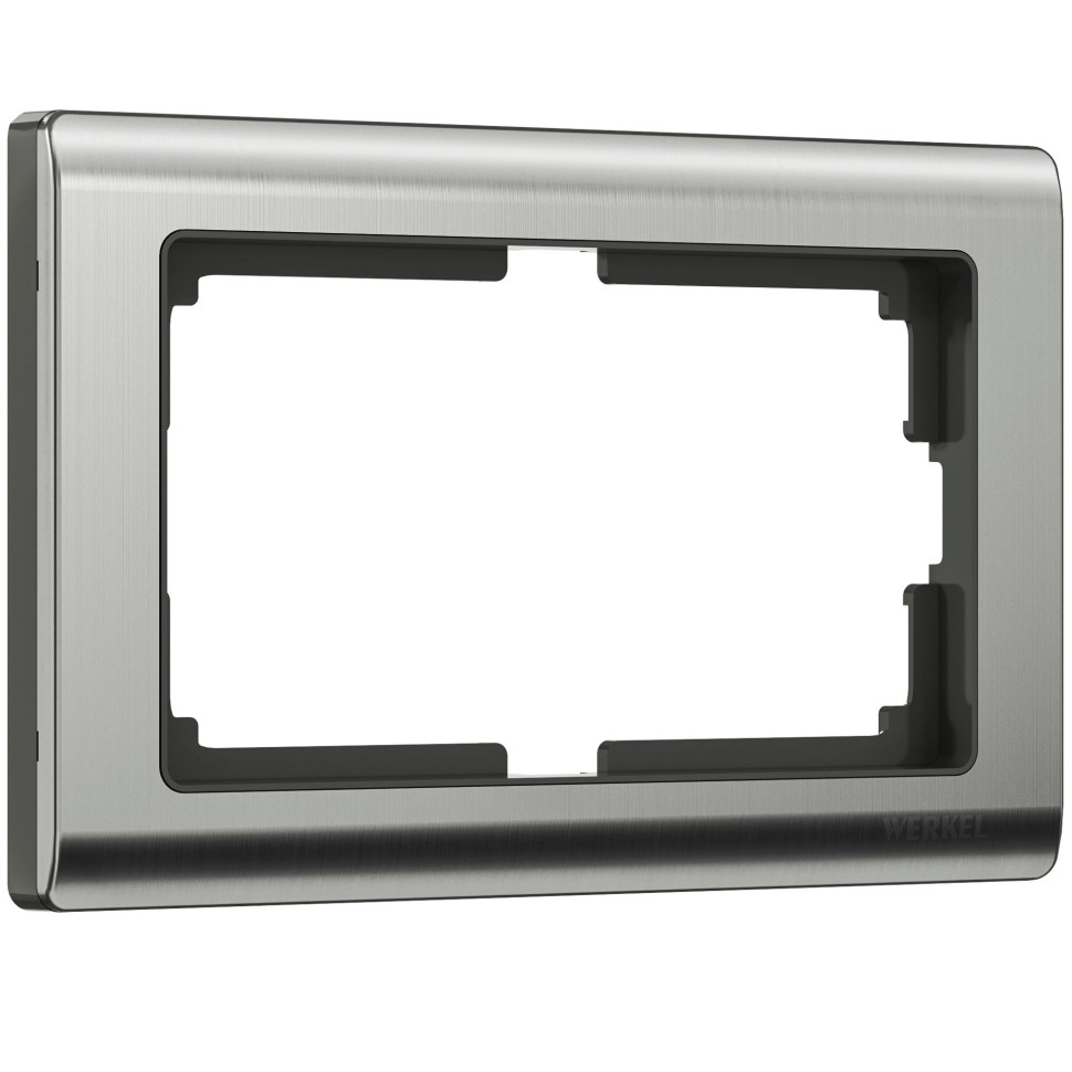 Рамка из металла для двойной розетки Metallic глянцевый никель W0081602
