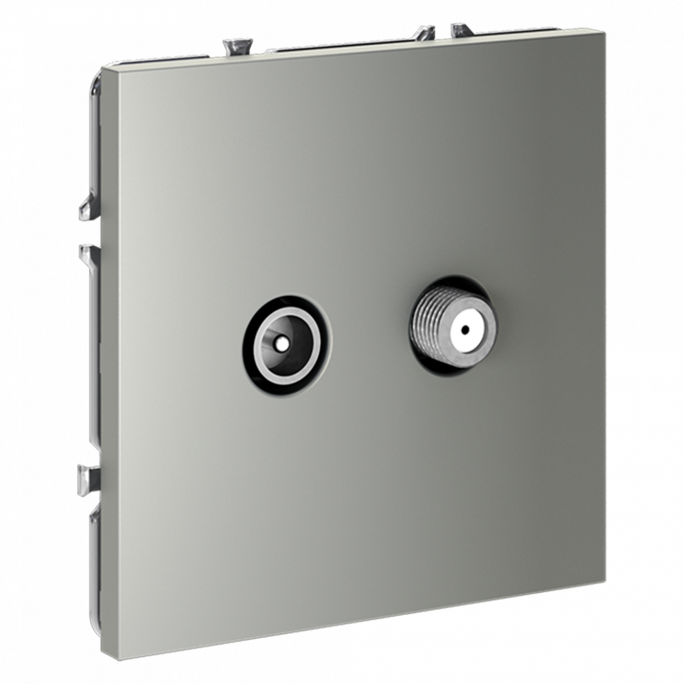 Розетка телевизионнная встраиваемая VOLTUM S70 оконечная TV+SAT, (сталь) VLS060405