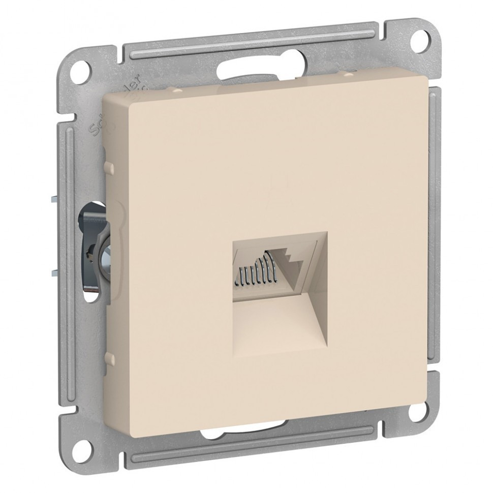 Розетка Systeme Electric Atlas Design RJ-45 кат. 5е, бежевая ATN000283
