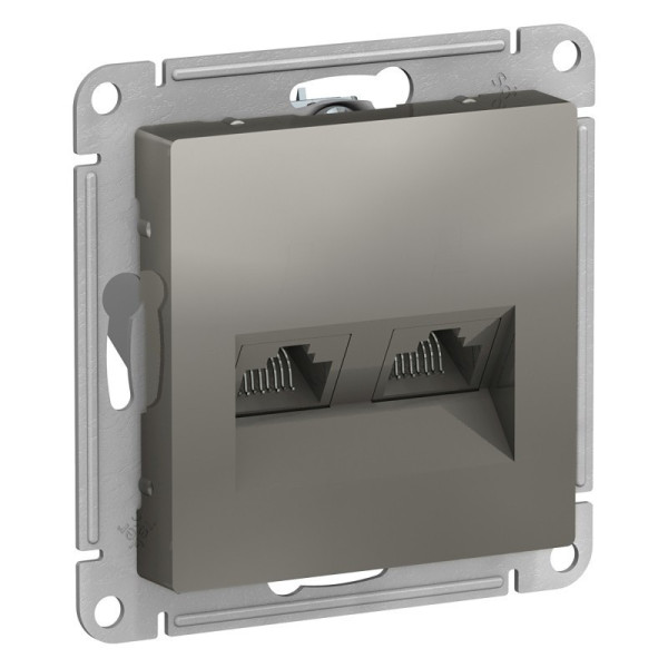 Розетка двойная Schneider Atlas Design RJ-45 кат. 5е, сталь ATN000985