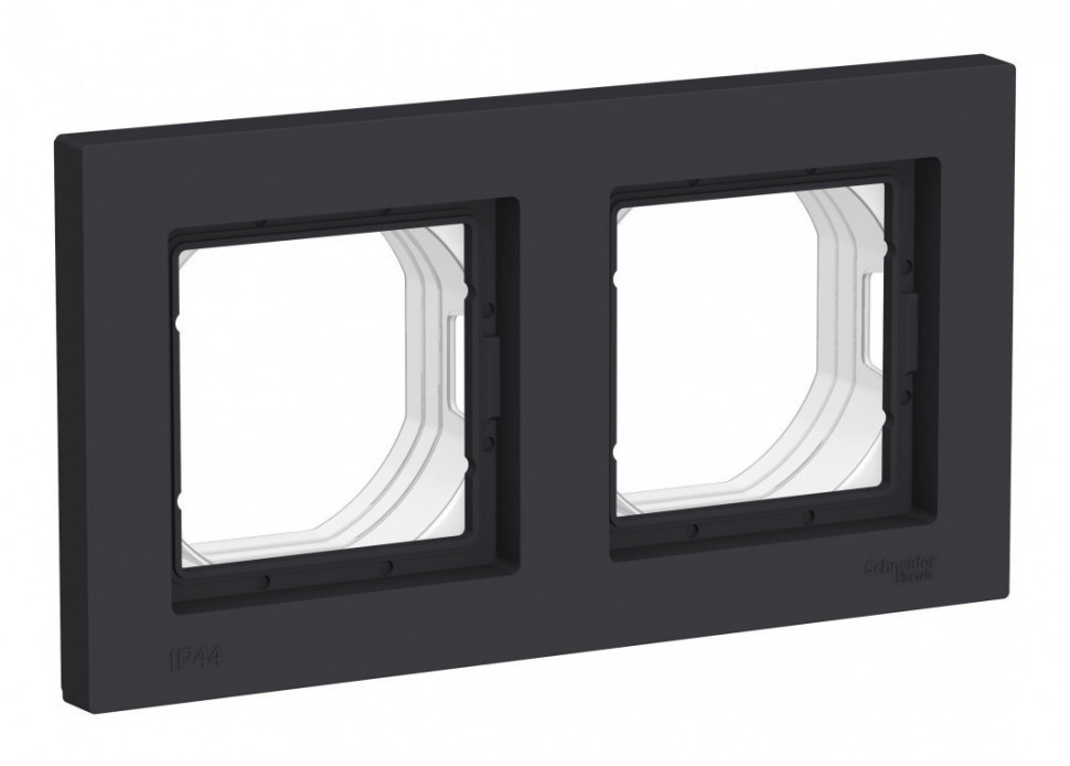 Рамка 2 поста IP44 Systeme Electric Atlas Design Aqua, карбон ATN441002