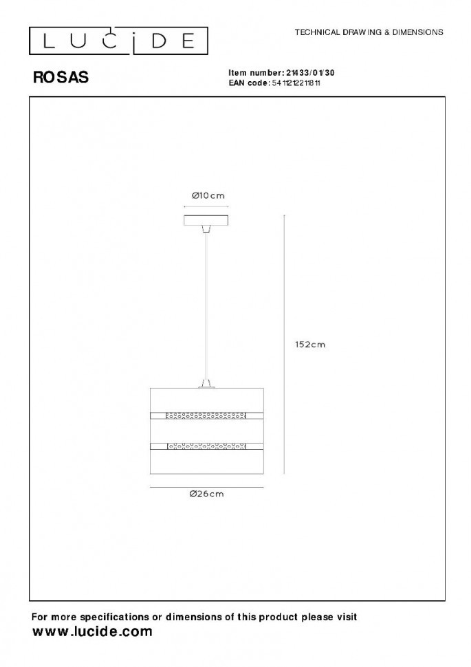 Подвесной светильник Lucide Rosas 21433/01/30