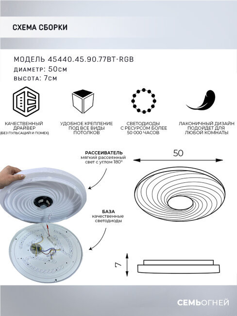 Потолочный светильник Seven Fires Флорес 45440.45.90.77BT-RGB