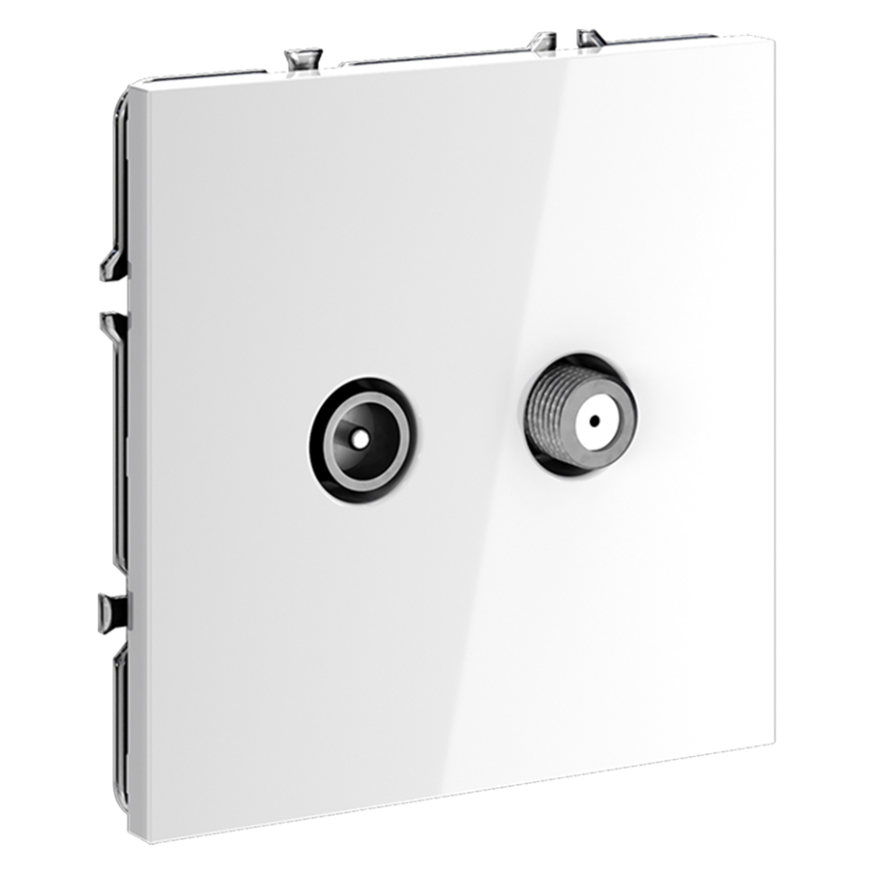 Розетка телевизионная встраиваемая VOLTUM S70 оконечная TV+SAT, (белый глянцевый)