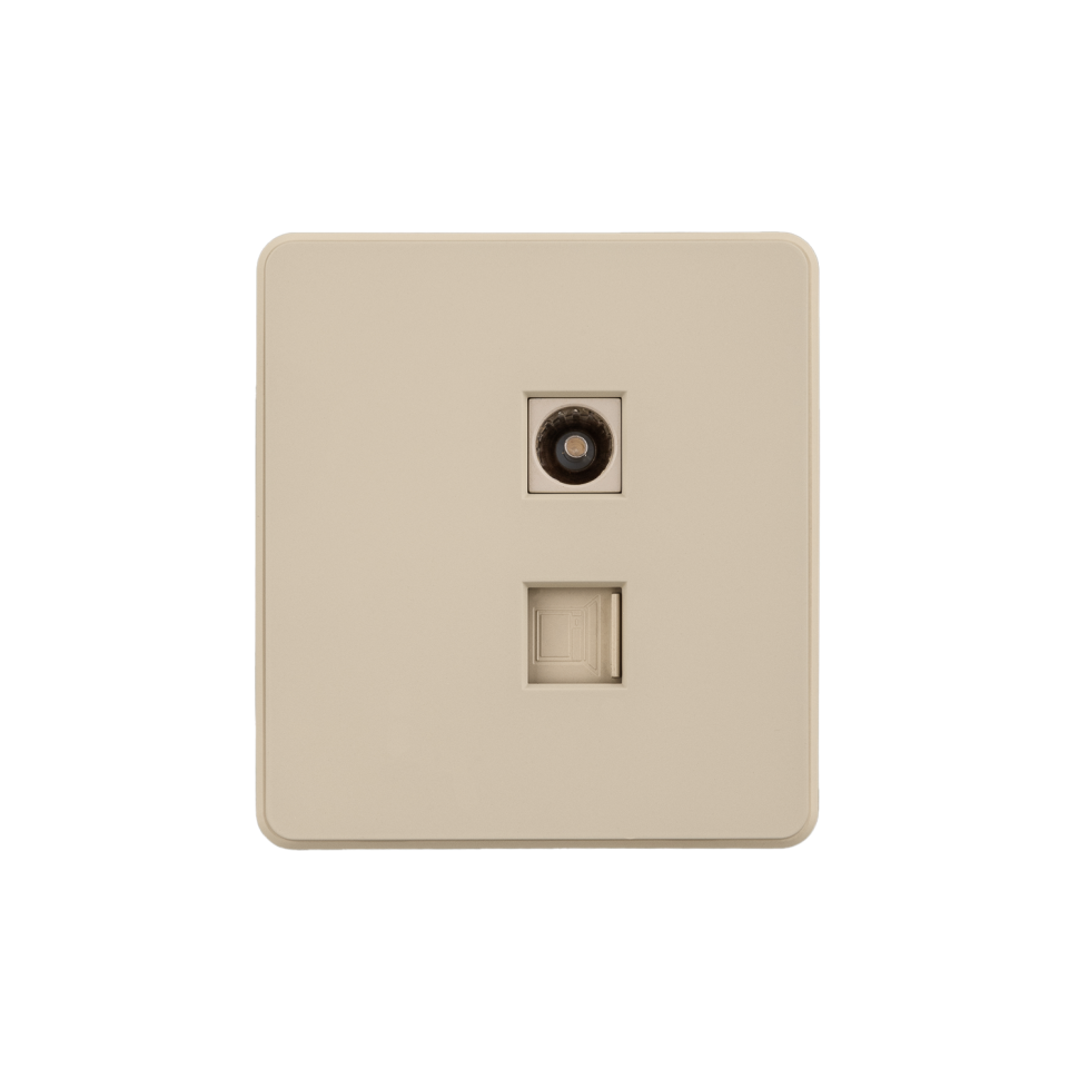 KRANZ Розетка ROUND компьютерная RJ45 кат6 + TV с/у шелк KR-78-0722-7