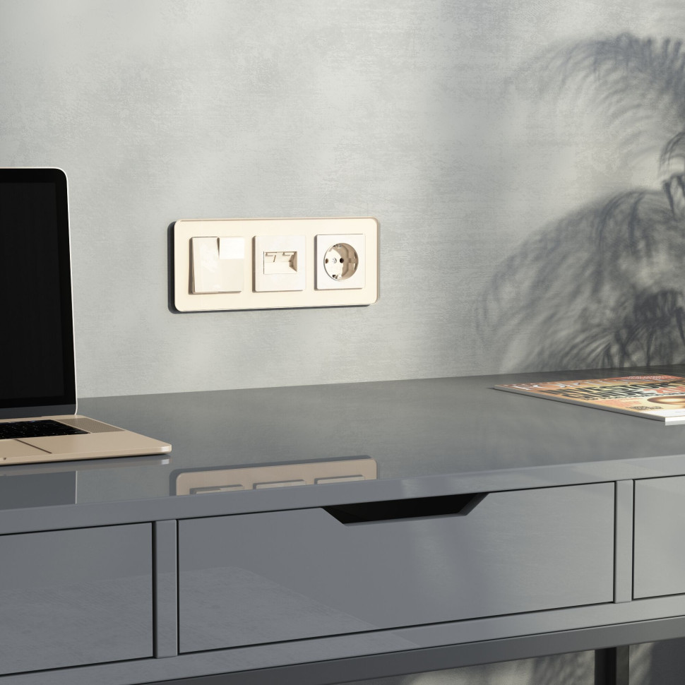 Накладка для двойной розетки Еthernet RJ-45 (айвори акрил) W1191143