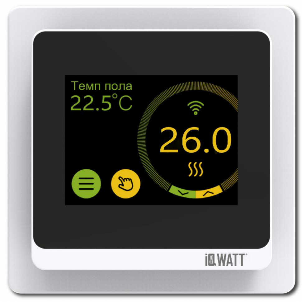 Программируемый терморегулятор с цветным сенсорным TFT дисплеем IQWATT SMART HEAT Wi-Fi WHITE (белый) и голосовым управлением Алиса