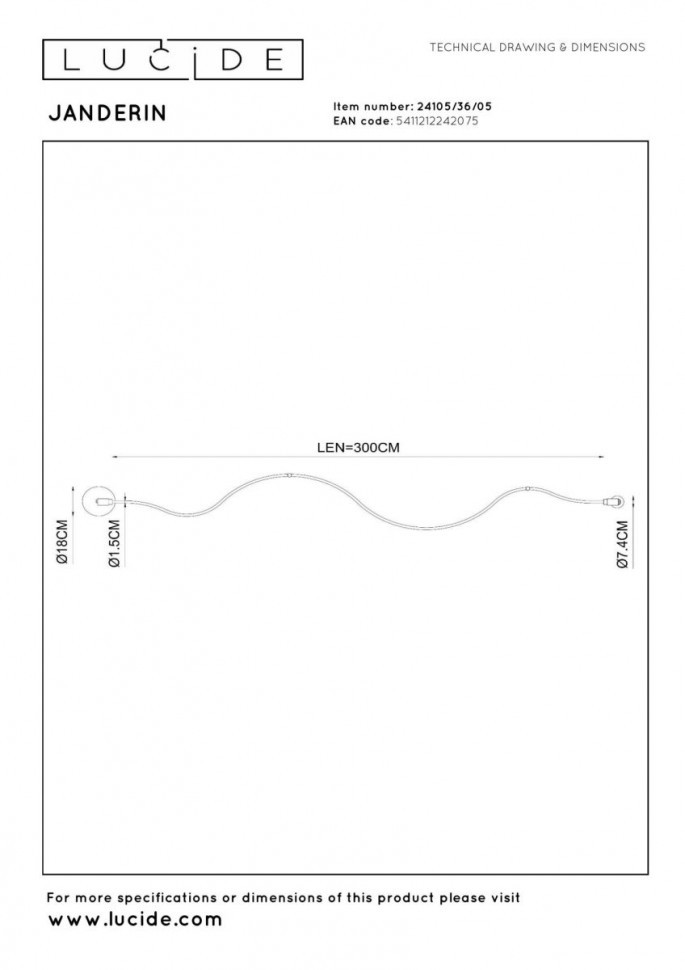 Подвесной светильник Lucide Janderin 24105/36/05