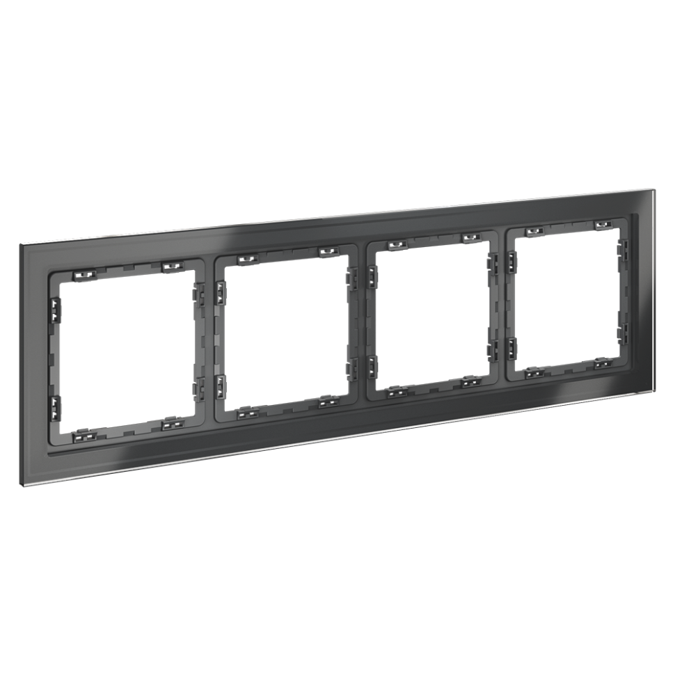 Рамка стеклянная VOLTUM S70 на 4 поста, (графит, стекло)