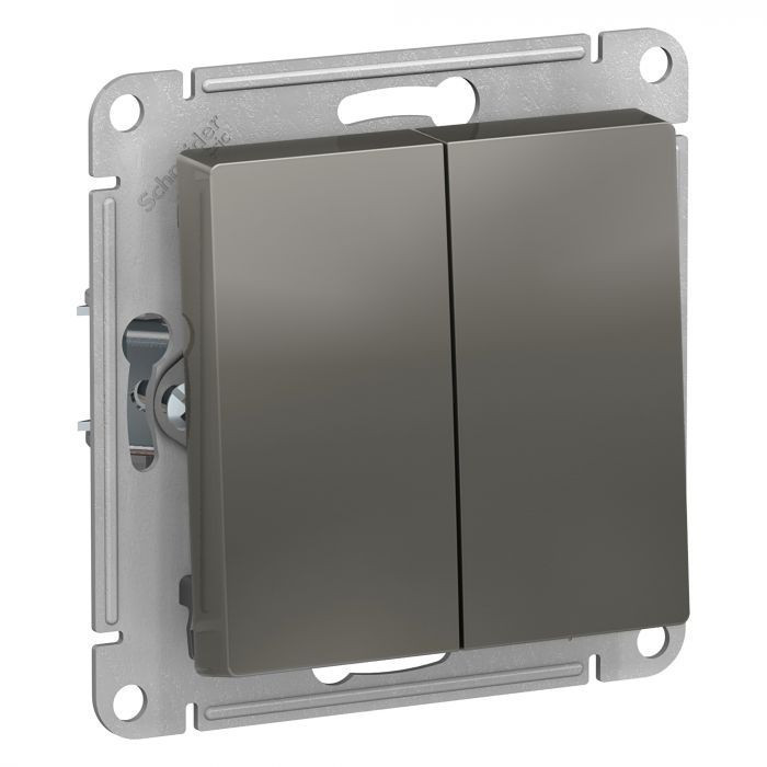 Переключатель двухклавишный Schneider Electric Atlas Design сталь ATN000965
