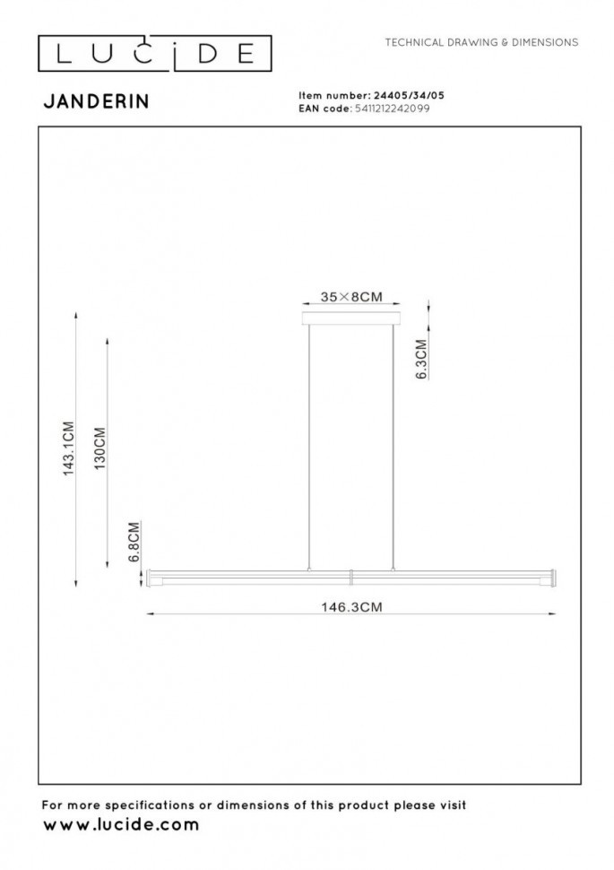 Подвесной светильник Lucide Janderin 24405/34/05