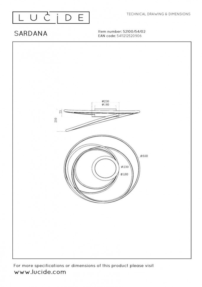 Потолочный светильник Lucide Sardana 52100/54/02