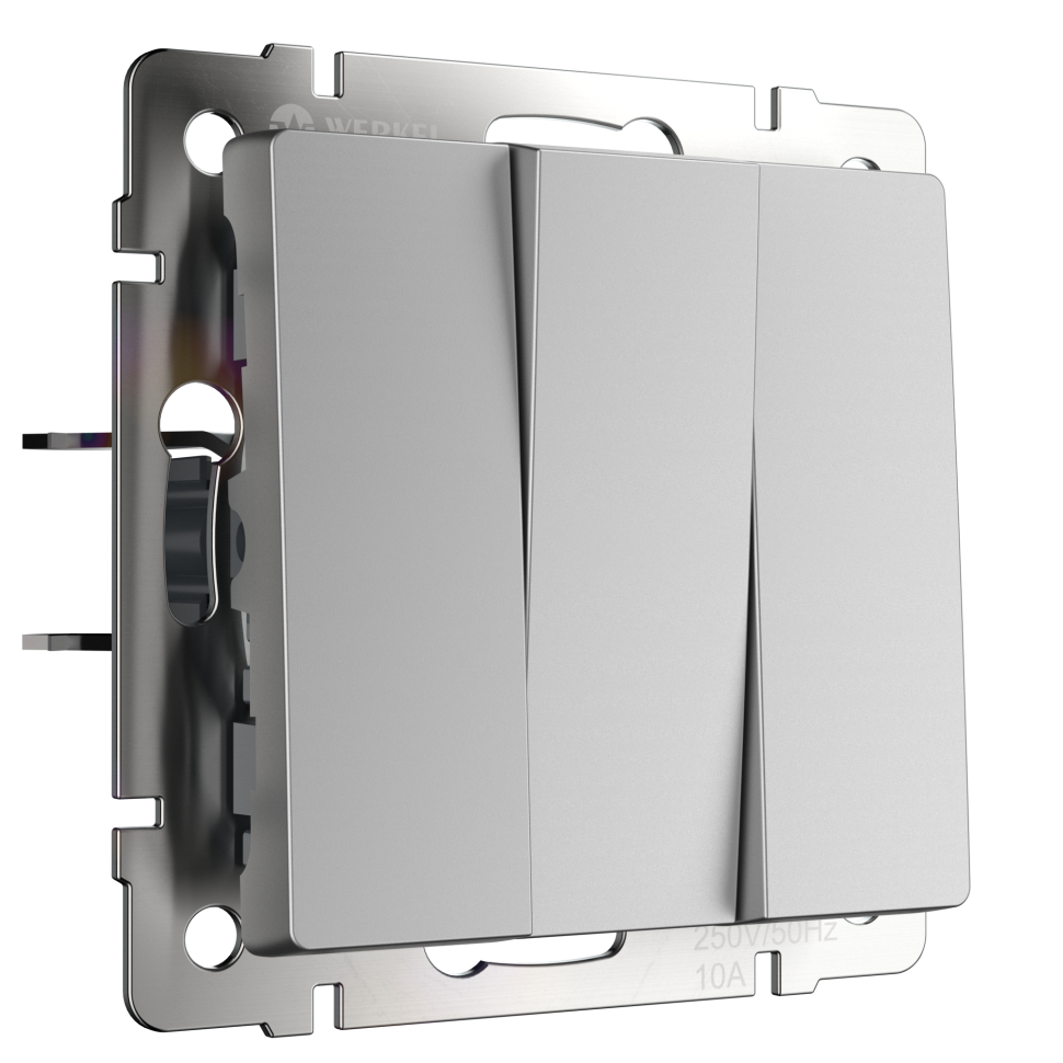 W1130006/ Выключатель трехклавишный (серебряный) W1130006