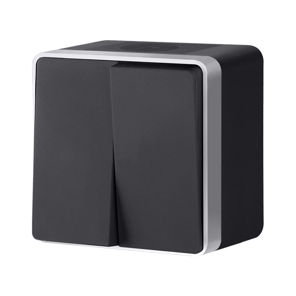 Выключатель двухклавишный влагозащищенный Gallant черный с серебром W5020234 W5020234