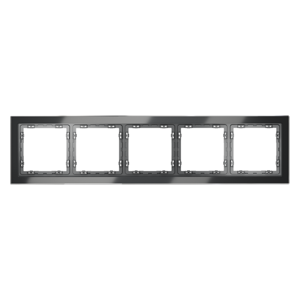 Рамка стеклянная VOLTUM S70 на 5 постов, (графит, стекло)