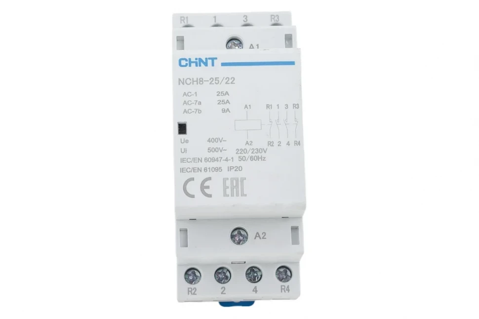Модульный контактор CHINT NCH8-25/22 25A  2НЗ+2НО AC 24В/380В 50Гц 256092