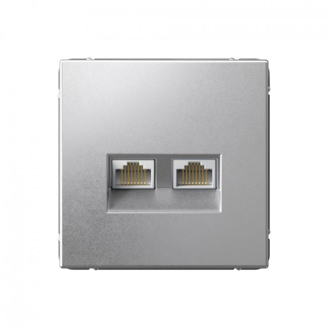 Розетка двойная Schneider Art Gallery RJ-45 кат. 5е, Алюминий GAL000385
