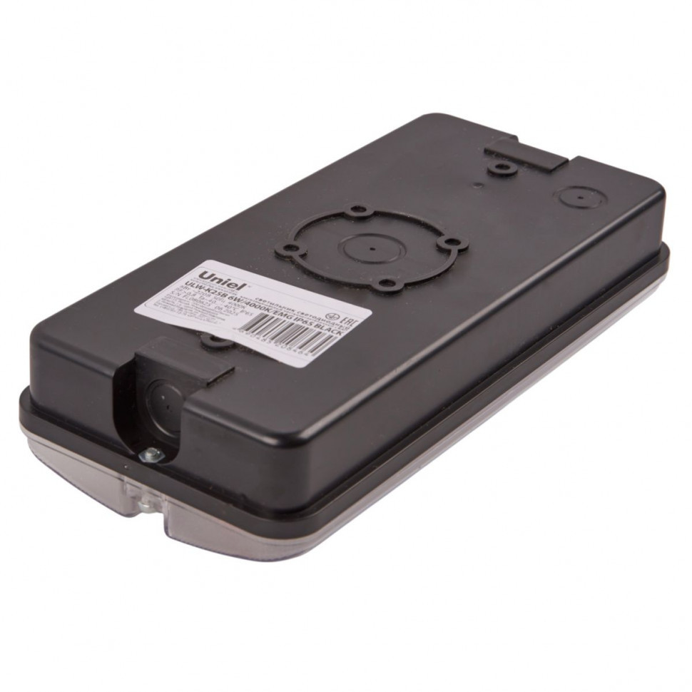 Светильник светодиодный влагозащищенный с БАП Uniel ULW-K25B 6W/4000K/EMG IP65 BLACK UL-00013353