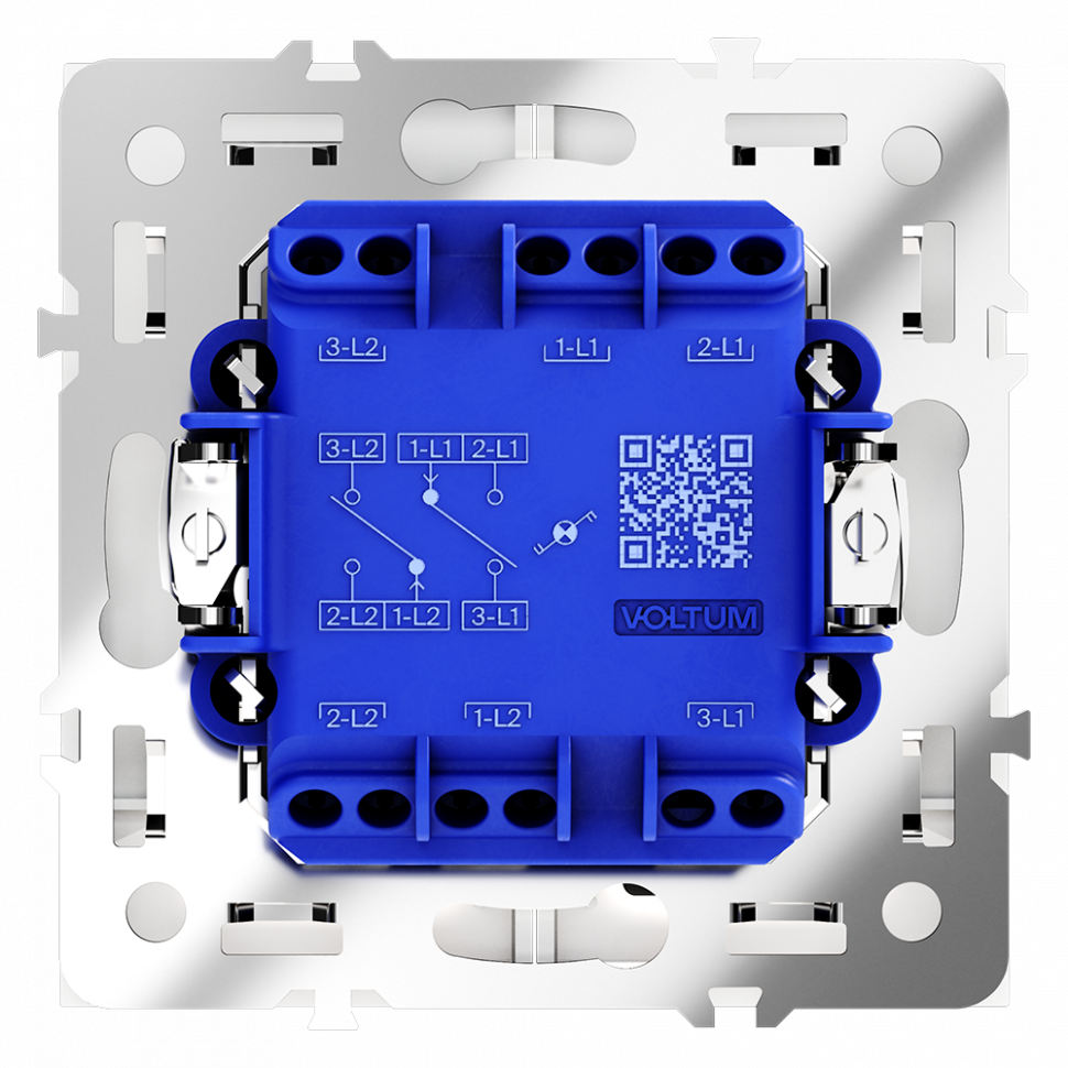 Проходной переключатель встраиваемый VOLTUM S70 двухклавишный с подсветкой 10А, (белый матовый) VLS020402
