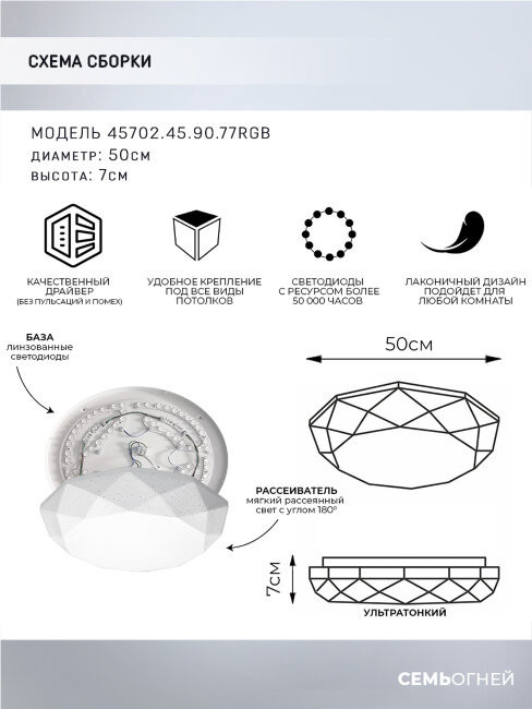 Потолочный светильник Seven Fires Эйри 45702.45.90.77RGB