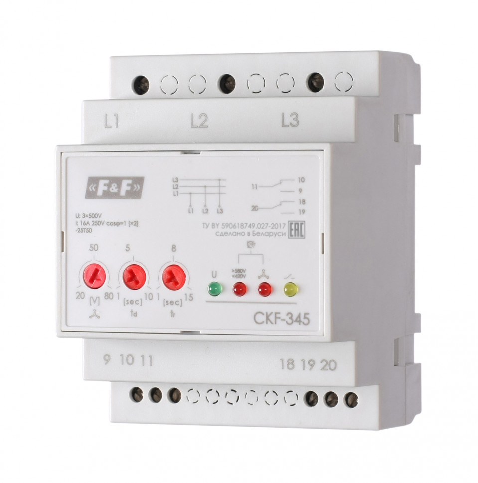 Реле контроля фаз для сетей с изолированной нейтралью CKF-345