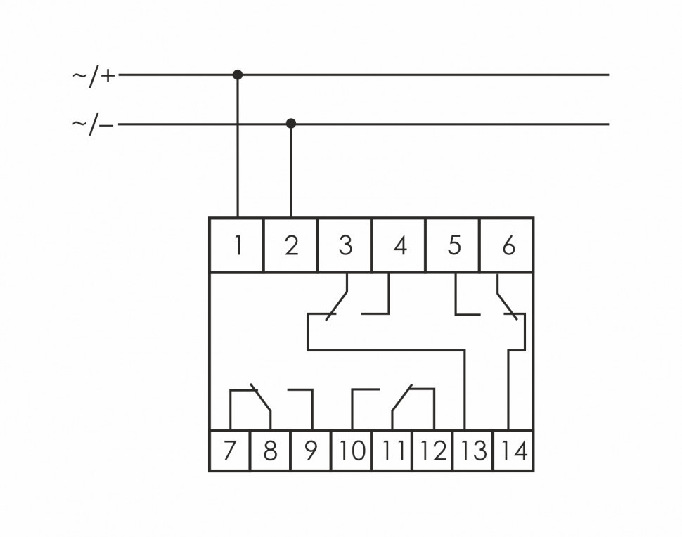 Реле промежуточный электромагнитный (Ампер-4x8 / Волт-48 AC/DC / Контакт-4NO/NC) PK-4P-48