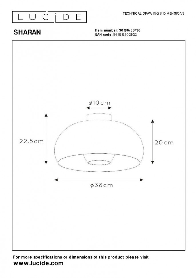 Потолочный светильник Lucide Sharan 30186/38/30