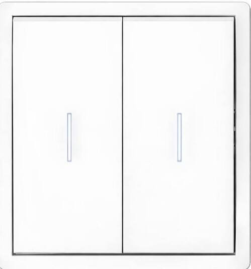 Выключатель двухклавишный проходной с подсветкой LED,  самозажимные контакты