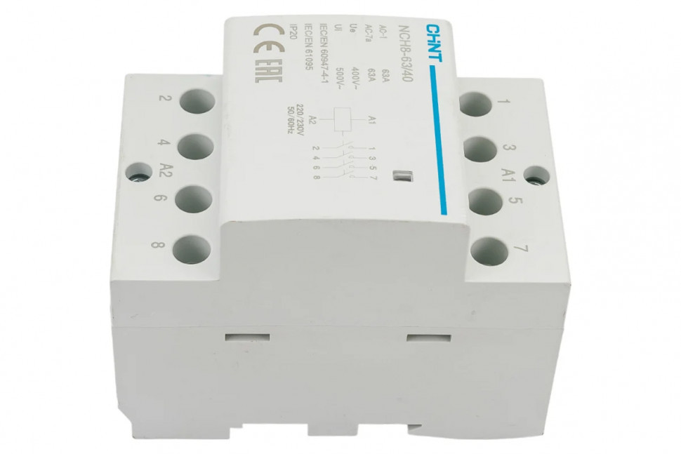 Модульный контактор CHINT NCH8-63/40 63A 4НО AC 220В/230В (380В) 50Гц 256101