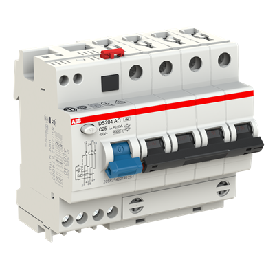 Дифференциальный автомат (АВДT) ABB DS204 AC-C25/0.03 Тип-AC 4P 25A 30мА х-ка C 6kA  2CSR254001R1254