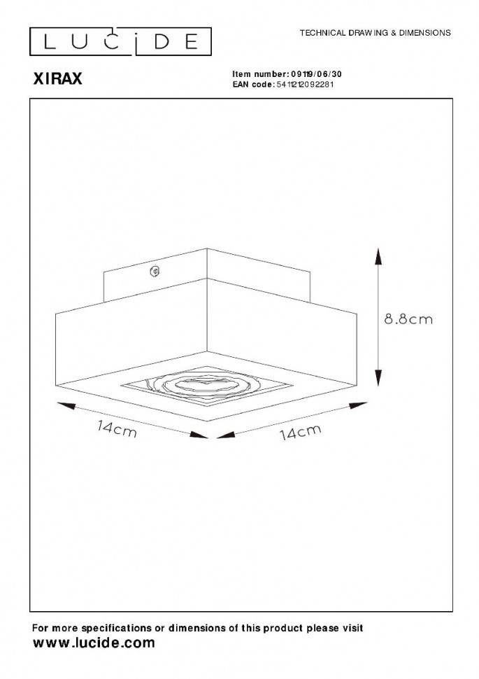 Накладной светильник Lucide Xirax 09119/06/30