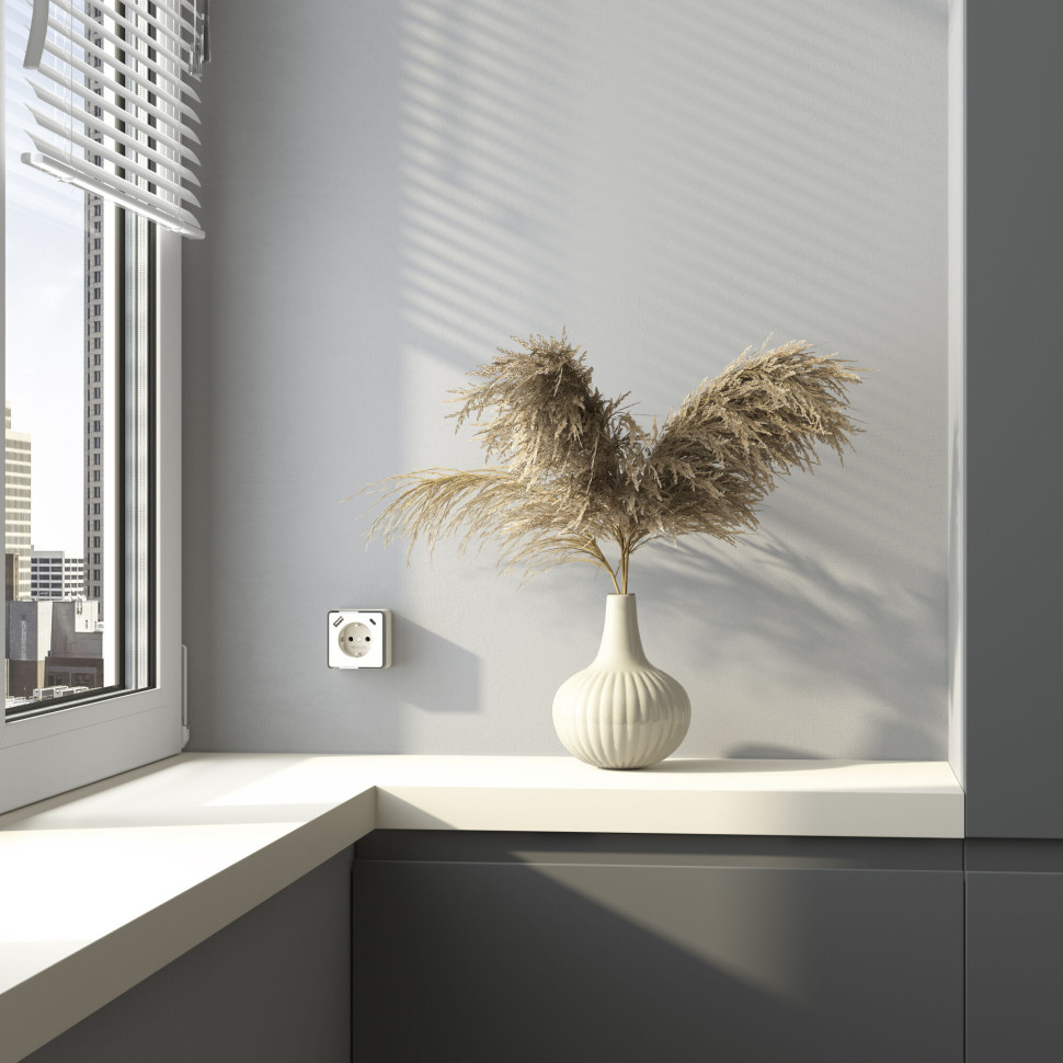 Розетка с заземлением, шторками и USB тип A+C Gallant слоновая кость W5071703