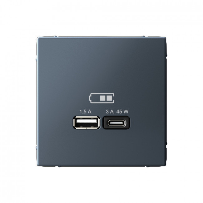 Зарядное устройство USB тип-A + тип-C 45Вт высокоскор.заряд. QC, PD, механизм, Schneider Electric Art Gallery Грифель GAL000729