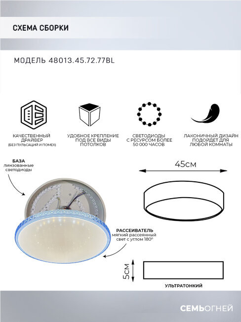Потолочный светильник Seven Fires Эйри 48013.45.72.77BL