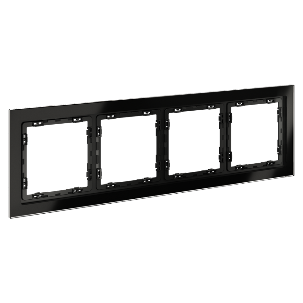 Рамка стеклянная VOLTUM S70 на 4 поста, (черный,стекло)