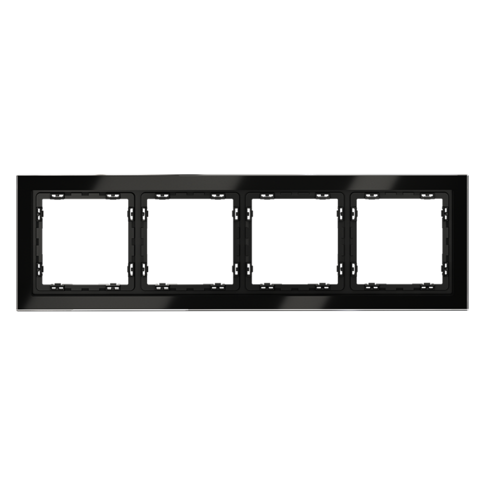 Рамка стеклянная VOLTUM S70 на 4 поста, (черный,стекло)