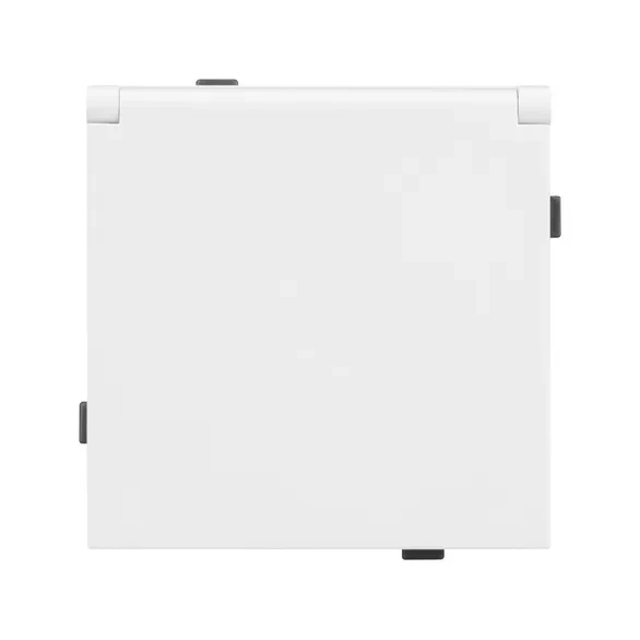 Розетка с заземлением Schuko с крышкой с защитными шторками, 250В, 16А, IP-44, NEO винтовые контакты (белый глянец) 