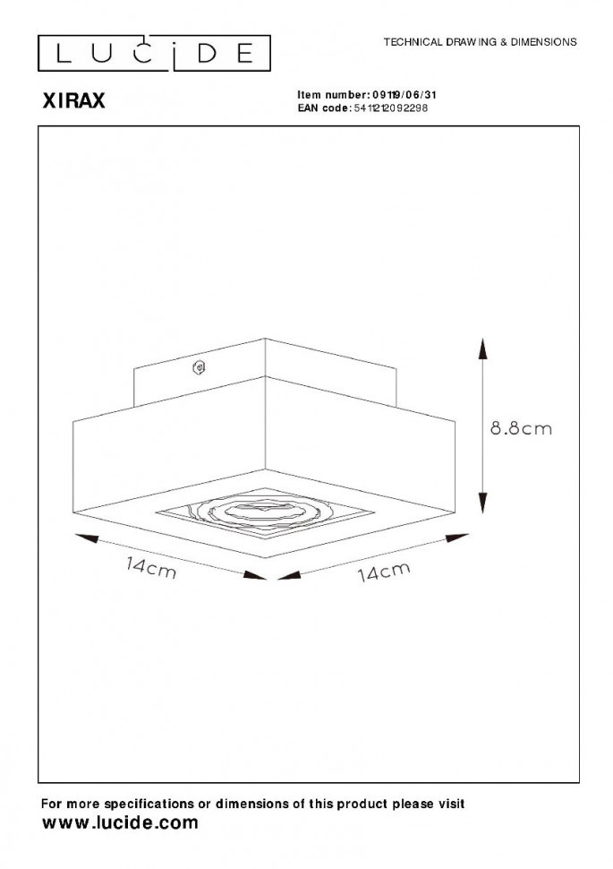 Накладной светильник Lucide Xirax 09119/06/31
