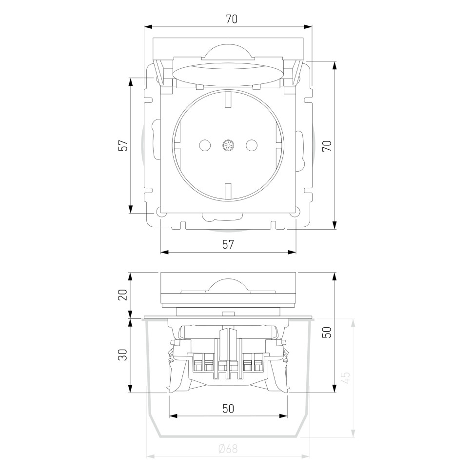 Розетка влагозащищенная с заземлением, защитной крышкой и шторками W1171243 айвори акрил